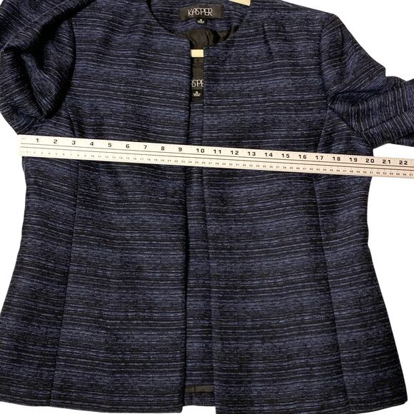 Kasper 2 Piece Womens Sleeveless Top Matching Blazer 10 Blue Black Classy Office - Picture 6 of 12